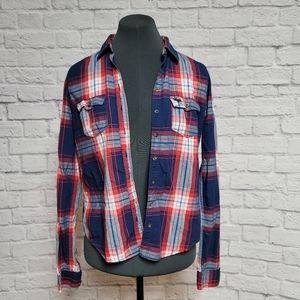 Abercrombie & Fitch Button Down Red & Blue Plaid Shirt - Size Small